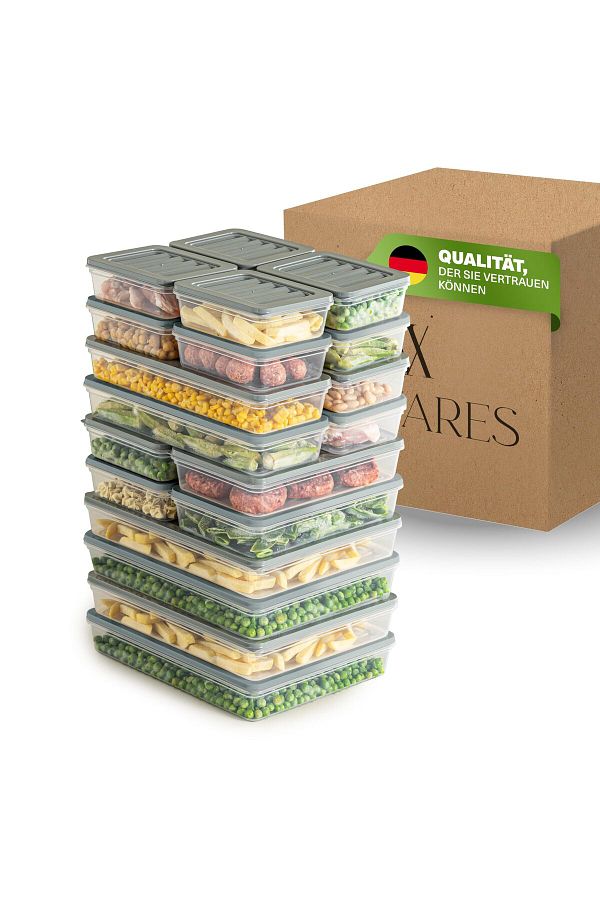 Viwares-Stapelbare Frischhaltedosen 20er Set, Gefrierfach & Kühlschrank Organizer mit Deckel 1