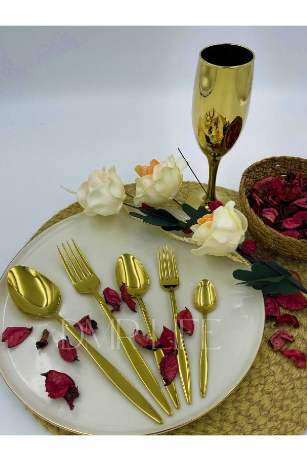 DMR LİFE-Ruby 30-Piece 6-Person Fork and Spoon Set Boxed Ruby (No Blade) 1