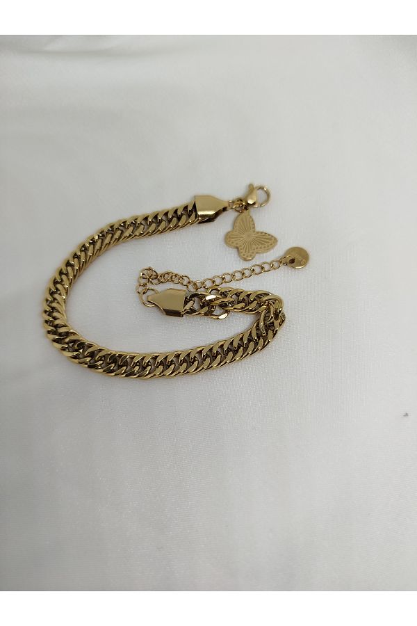 staınless steel-316L Stainless Steel Butterfly Detailed Gourmet Chain Bracelet 1