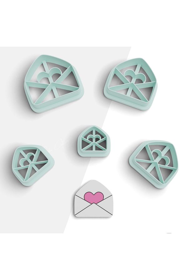 brocutters-Envelope Shaped Polymer Clay Cutting Mold with Heart, Ceramic Molds, Jewelry Mold, Earring Mold, No:1266 1