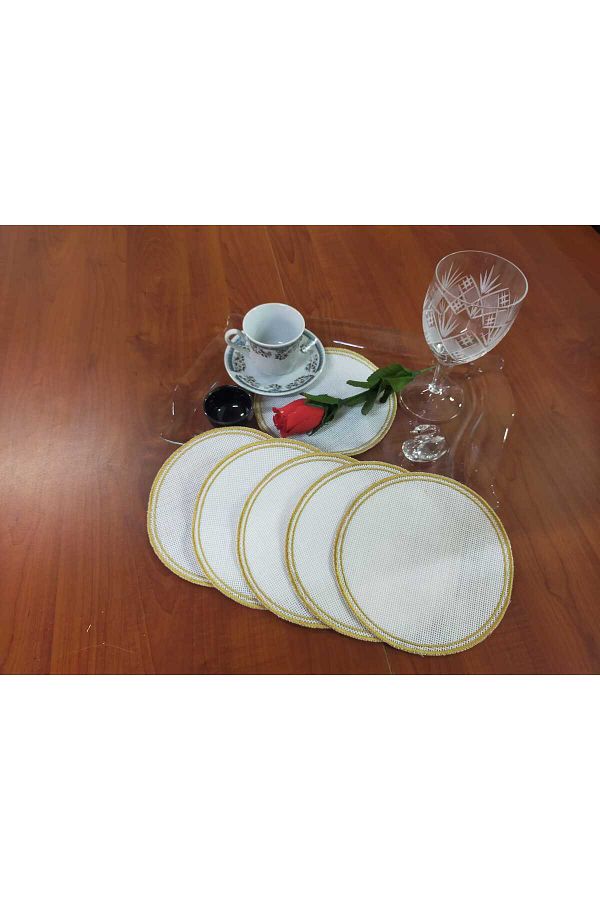 NAKIŞ ATÖLYESİ-6 Pieces Nested Round Napkins Etamine Processable Party Cocktail Coffee Side Presentation Napkin 1