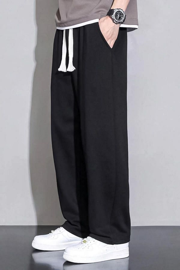Trendiz-Men's Wide Leg Sweatpants Black 2042 1