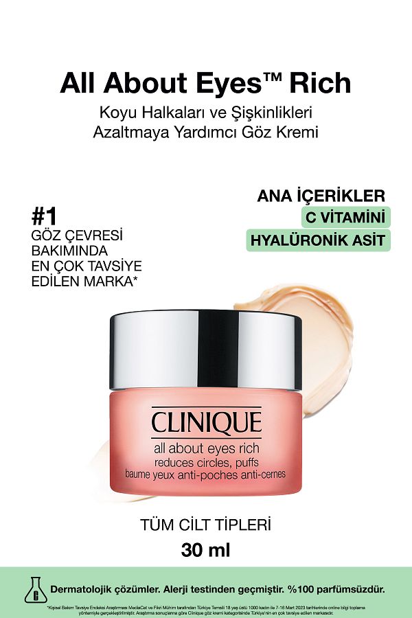 Clinique-All about Eyes Rich ™   - 30ml Intensive Eye Cream, Containing Acid and Caffeine |   Swelling and Dark Circle 1