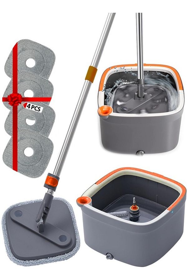Cady One-Microfiber Rotary Mop and Bucket for Hands-Free Floor Cleaning with 4 Replacement Pads 1