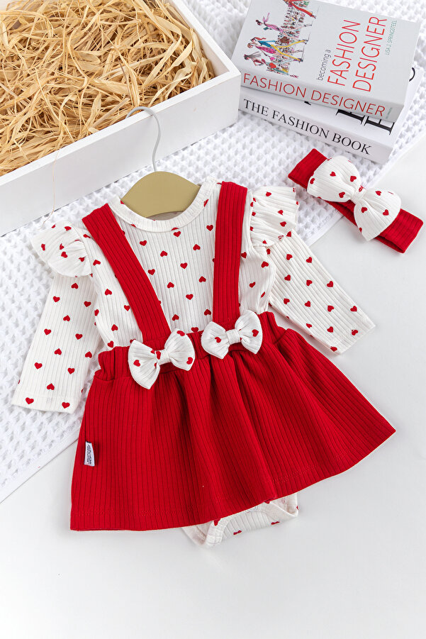 Babymod Kız Bebek Fiyonklu Bandanalı %100 Pamuk Şık Elbise Etek JileDoğumgünü Özelgün Takım