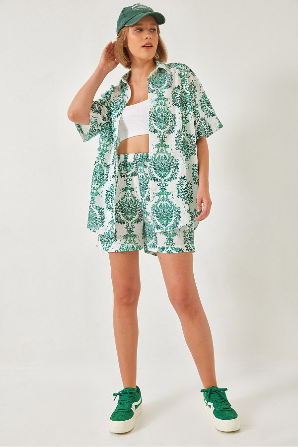 Bianco Lucci-Set aus Hemden und Shorts mit tropischem Muster für Damen – 60255 60271035 1