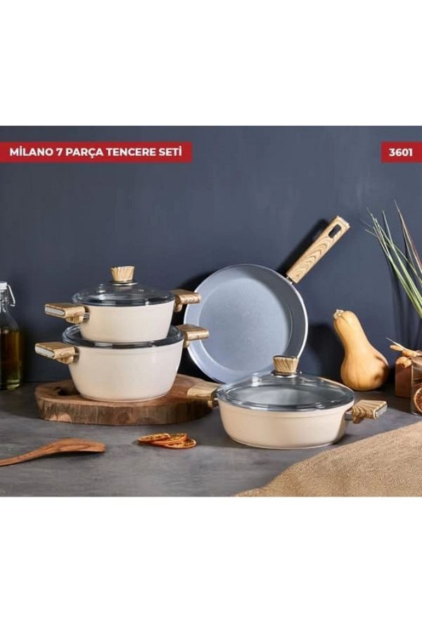 Kahramanlar-7 Piece Milanese Cast Ceramic Cookware Set 1