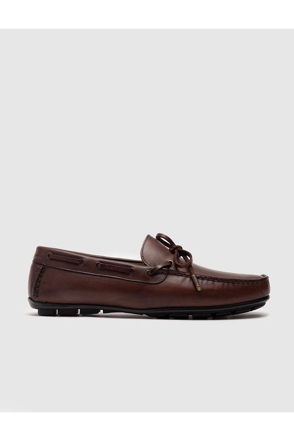 Cabani-Genuine Leather Brown Rubber Sole Men's Loafer Shoes 1