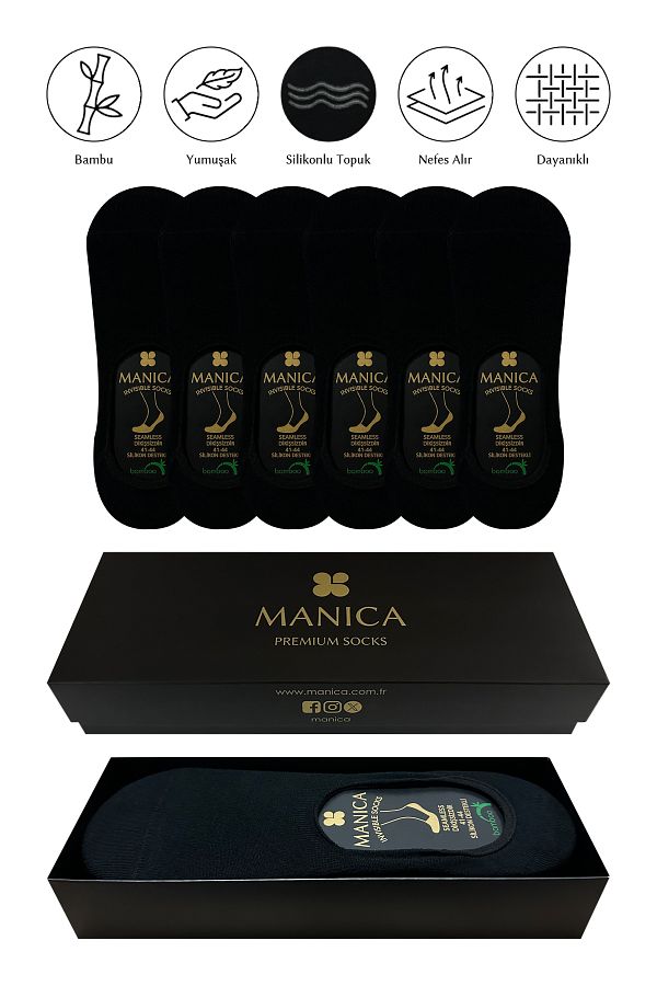 MANICA-Мъжки бамбукови балерини, 6 чифта - черни 1