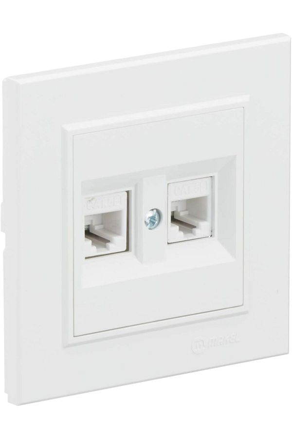 yusuftex-White Karea Double Data Socket - 2 Pieces Cat5, Srht 721051 1