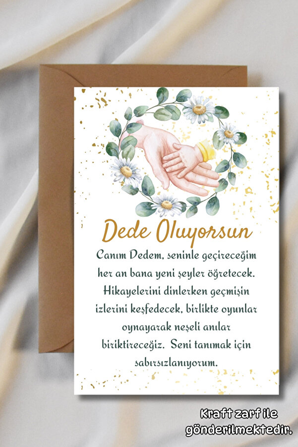 Metranya Dede Oluyorsun Müjde Kartı Hamilelik Hatıra Anı Kartı Bebek Hediyelik Yenidoğan Fotoğraf Çekim Kartı