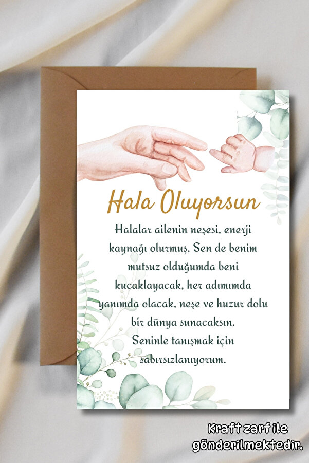 Metranya Hala Oluyorsun Müjde Kartı Hamilelik Hatıra Anı Kartı Bebek Hediyelik Yenidoğan Fotoğraf Çekim Kartı