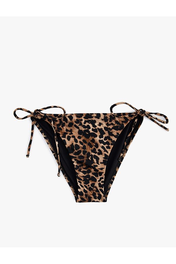Koton-Leopard Patterned Drawstring Bikini Bottom 1