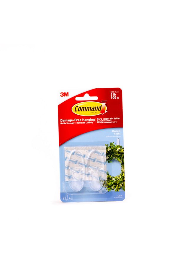 COMMAND-17091CLR-ES COMMAND(TM) MEDIUM CLEAR HOOKS WITH CLEAR STRIPS 1