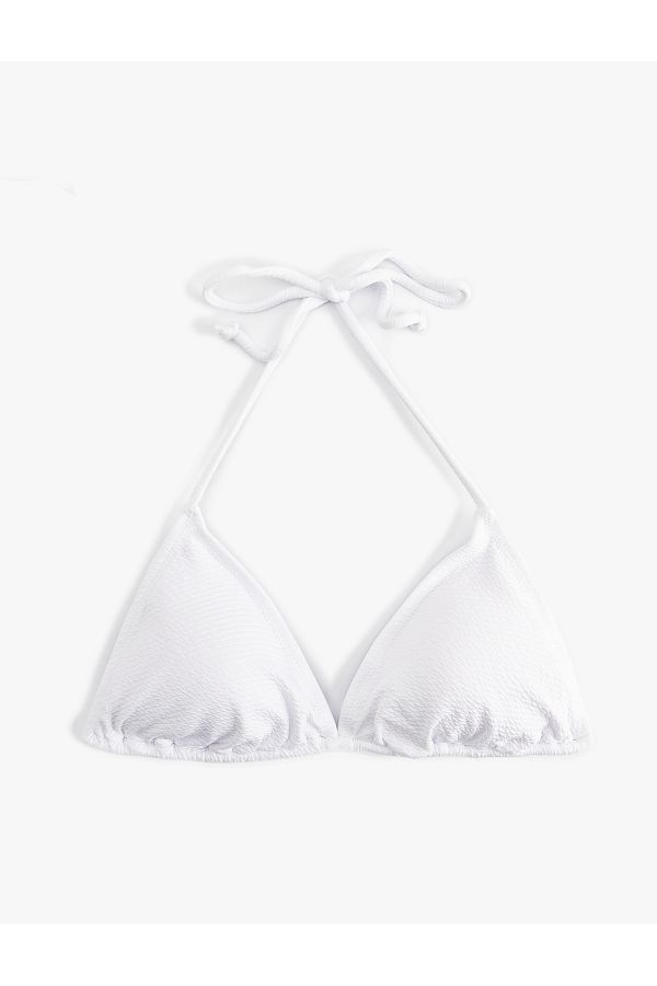 Koton-Textured Triangle Halter String Bikini Top 1