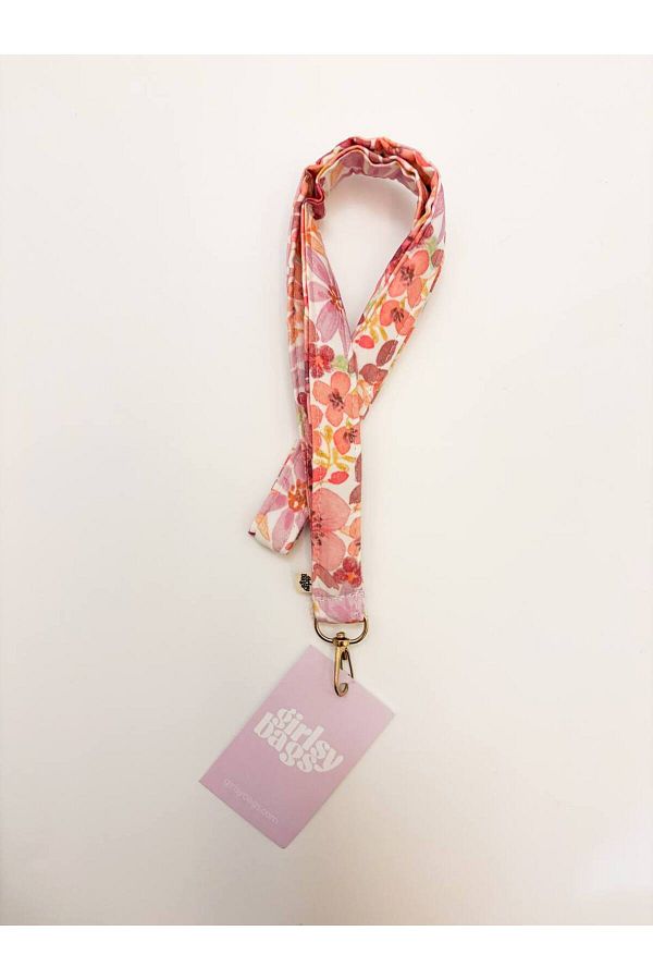 girlsybags-Pink Floral Neck Strap Name Badge Holder Strap Pink Purple Neck Strap for Hospital School 1