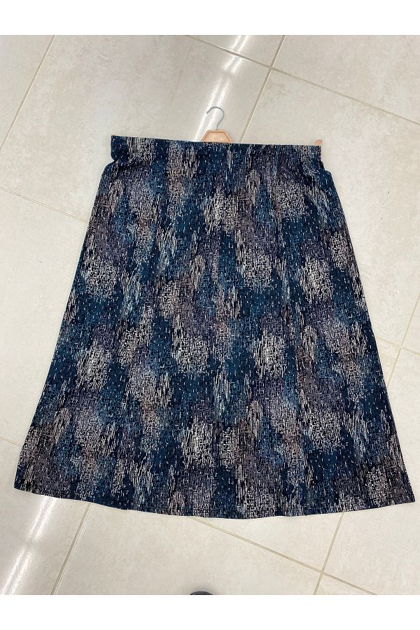 TDYtrendy Giyim-Mother's Patterned Plus Size Violet Skirt with Elastic Waist 1
