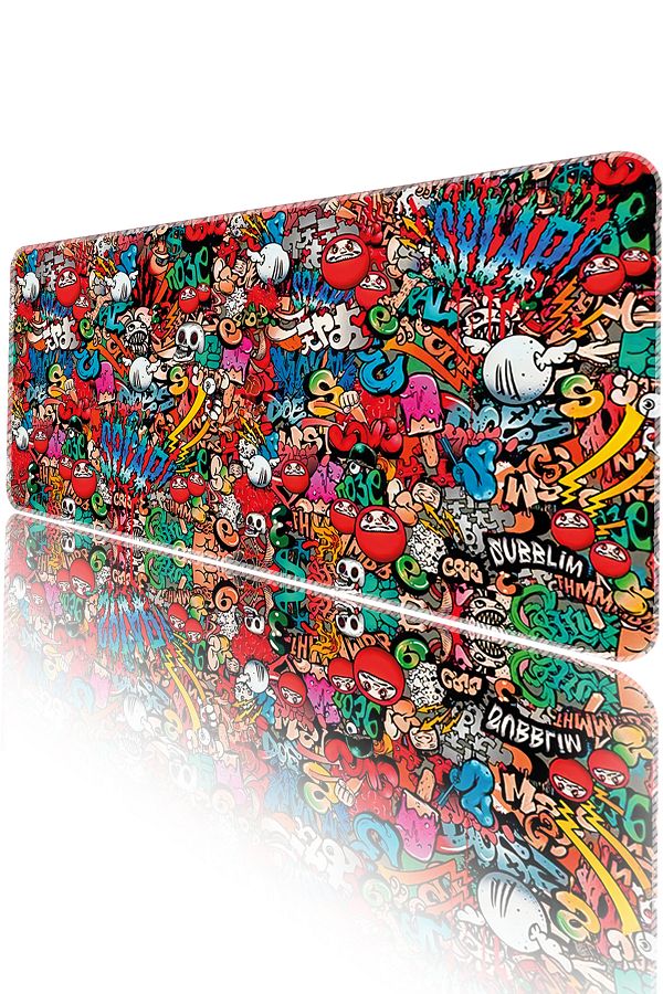 HELİXSUN-70X30 cm Gaming Player Mouse Pad Non-Slip Base Large Keyboard Mouse Pads Mousepad Graffiti 1