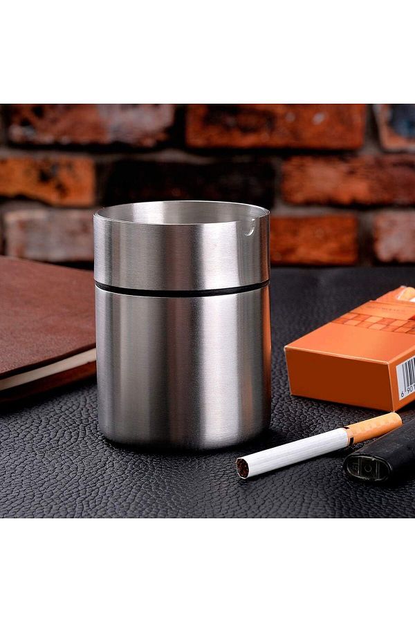 GörSeç-Metal Odorless Ashtray - Cigarette Ashtray with Lid, Tray Stylish Ashtray for Car, Home, Office Garden 1