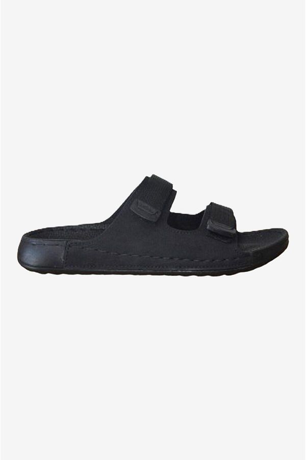 Biocomfort-Men's Black Velcro Double Banded Anatomical Slippers 1