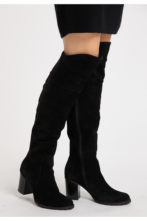 Faina-Verloursleder Overknee-Schuhe 1
