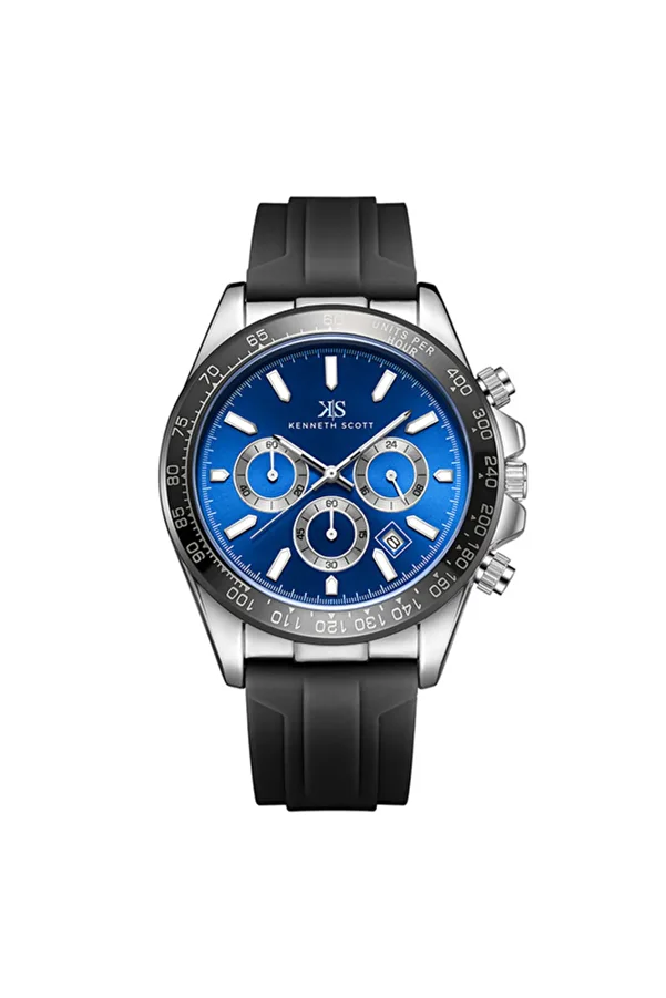 Kenneth Scott-Kenneth Scott K23149-SSBN Men Chrono & Multi Function Display Watch & Silicone Strap Black 1