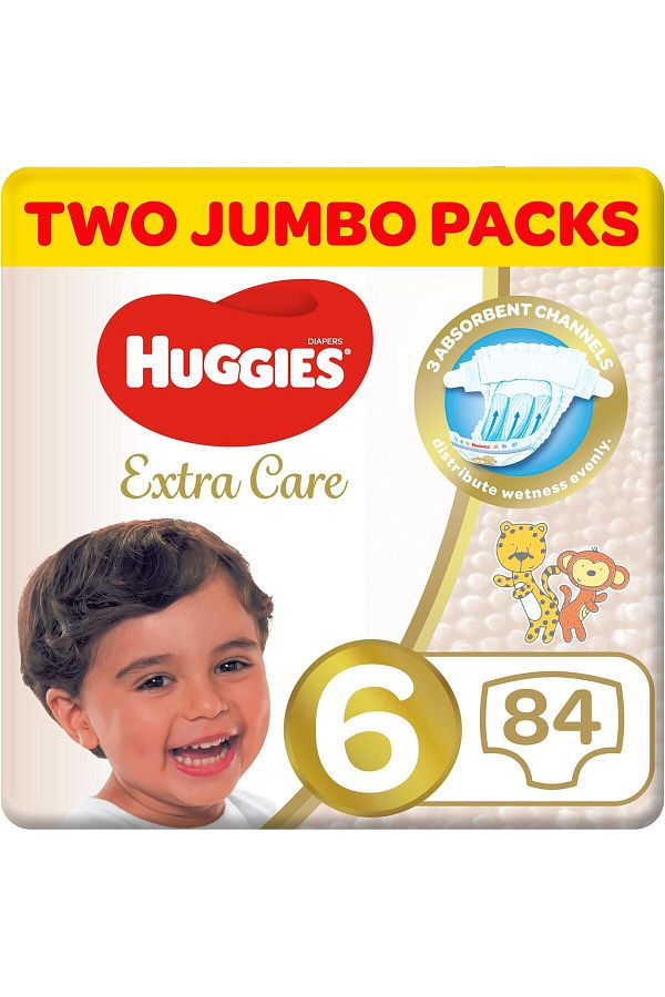 Huggies-Extra Care, Size 6, 15+ kg, Twin Jumbo Pack, 84 Diapers 1