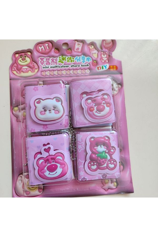 senacacollection-Set of 4 Teddy Bear Notebook Set Keychain 1 Pcs Set 1
