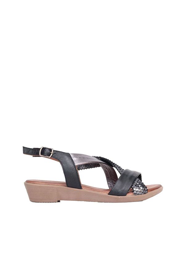 BUENO-Black Leather Women's Heeled Sandals - 01wl1505 1