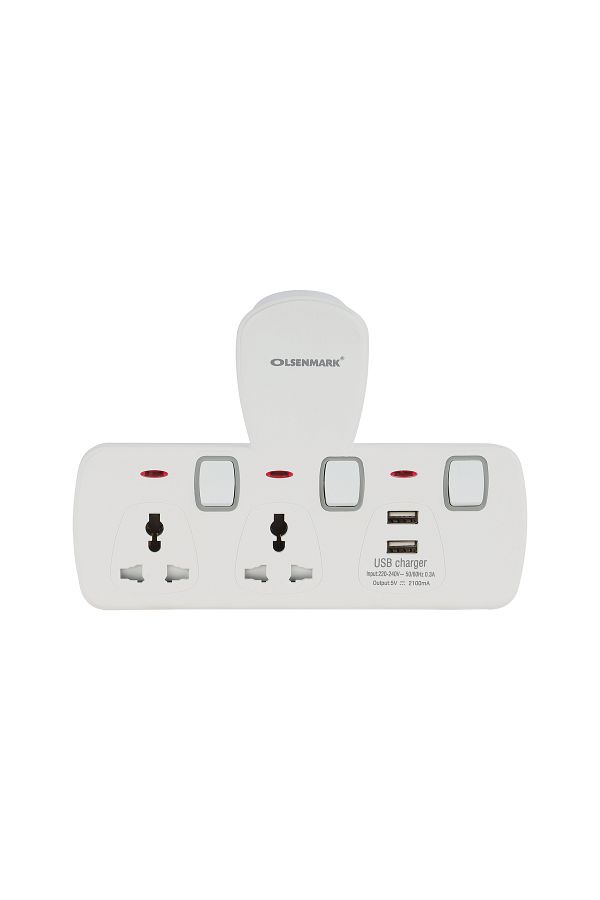 Olsenmark-2-Way Power Wall Socket with Individual Switches- OMES1860D 1