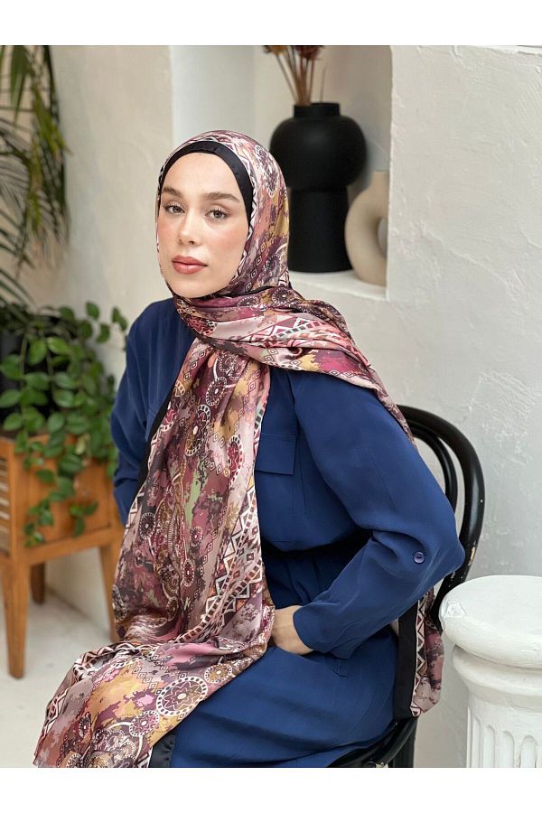 Modakaşmir-Silky Shawl with Aztec Pattern 1