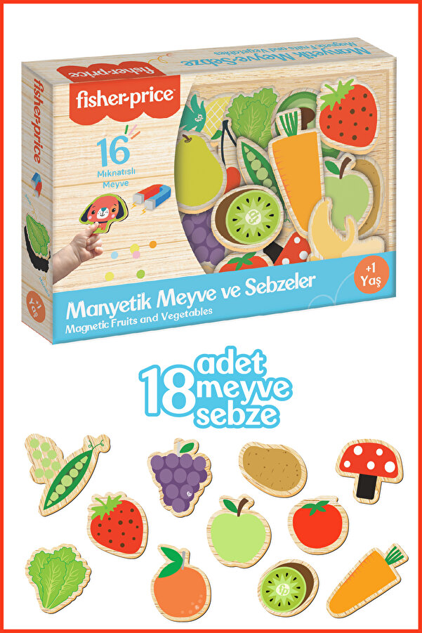 Fisher Price DİYTOY Mıknatıslı Meyve ve Sebzeler Buzdolabı ve Metal Yüzeylere Yapışan Magnet Puzzle