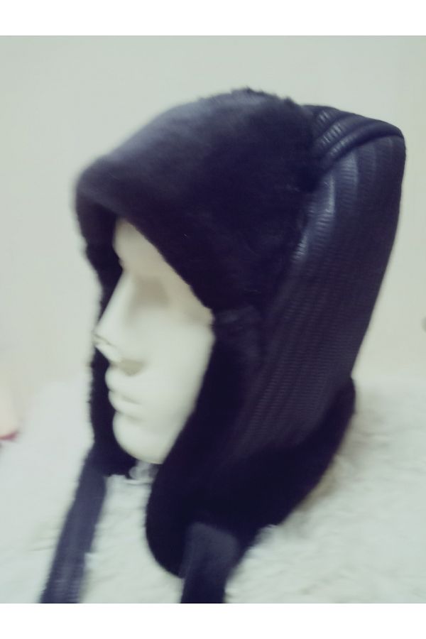hoaryage-100% Sheep Eared Uşanka Genuine Lambskin Pilot Hat 1