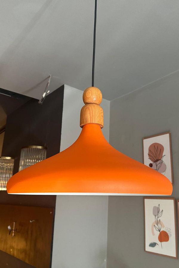 Bamyum-Champion 35 cm Hängelampe Metall E27 Orange 1