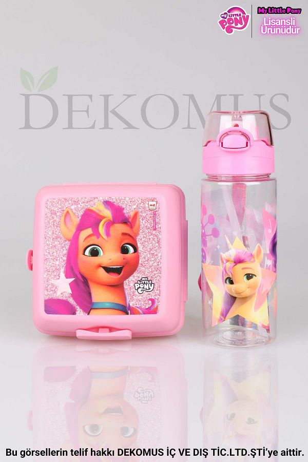 Pony-LICENSED PONY TRITAN Flask 500 ML AND 2-LAYER FEEDING BOWL/LUNCH BOX SET 1