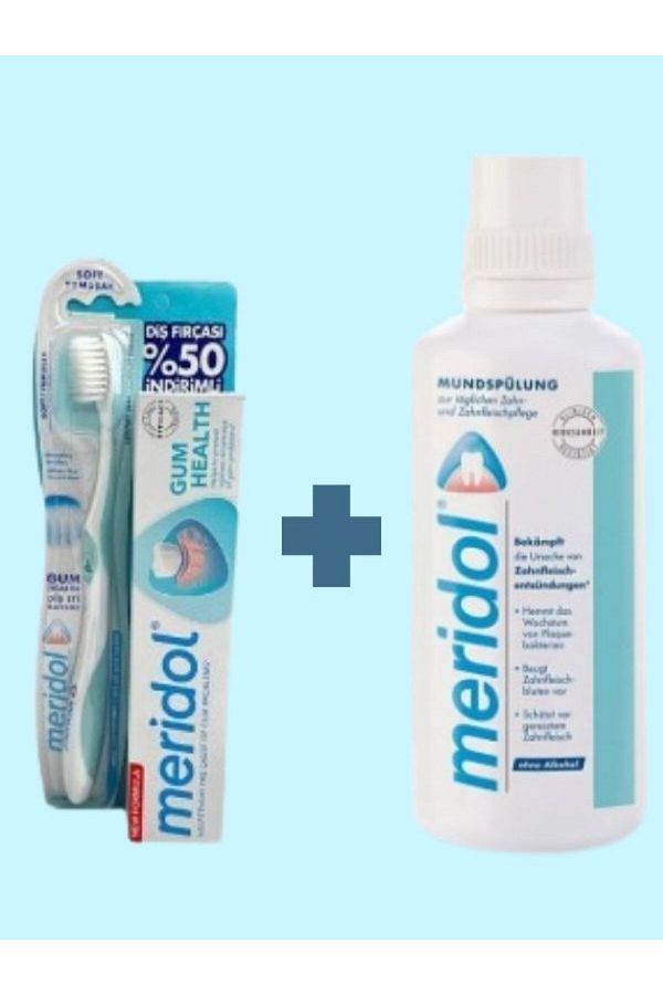 Meridol-Set of 3 Oral Care Water 400ml Toothbrush Soft Soft Toothpaste 75ml 20ml 1