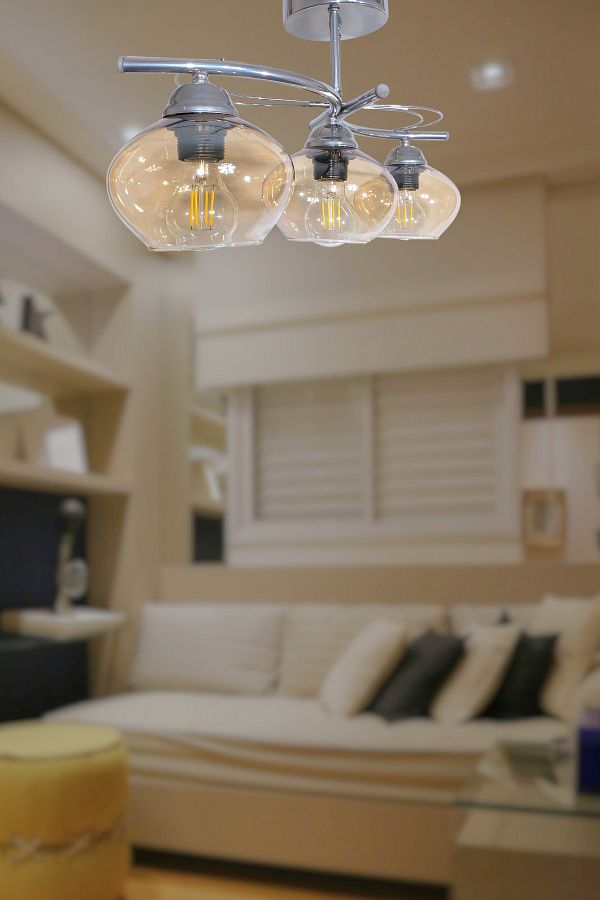 Fer Avize-Colorful Chrome 3-Piece Modern Glass Chandelier Living Room - Kitchen - Bedroom 1