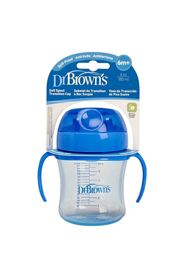 Dr.Brown's Dr. Brown's Yumuşak Uçlu Alıştırma Bardağı 180 Ml 6 Ay Mavi Özellikleri