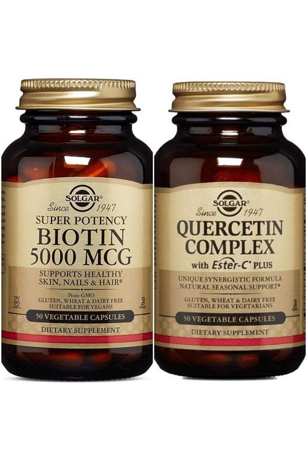 Solgar-Biotin 5000 Mcg 50 Capsules + Quercetin Complex with Ester-c Plus 50 Tablets 1