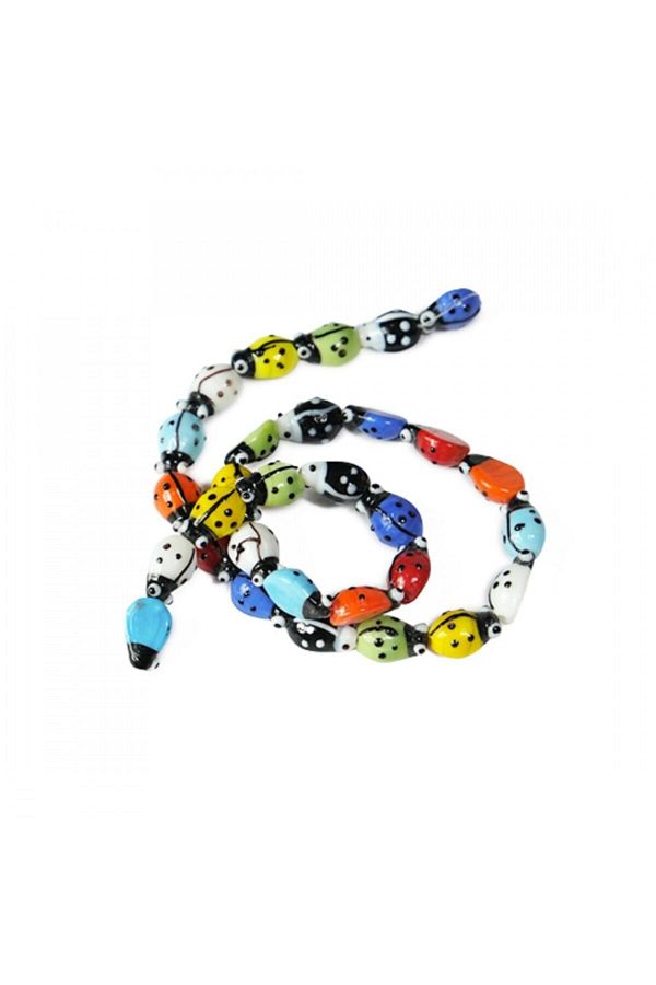 Prestij Boncuk-Aren Murano Glass Ladybug Bead String-1 String 1