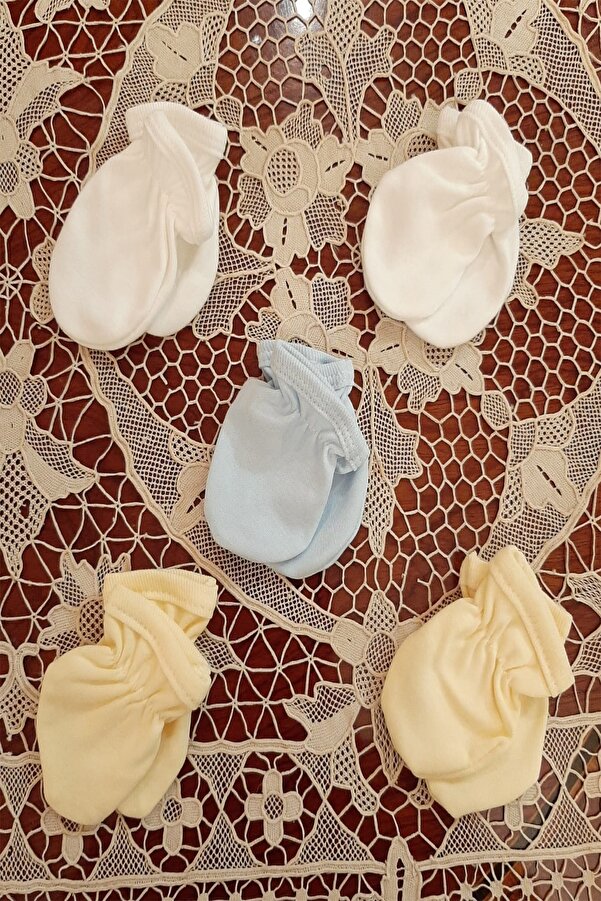 Baby Bakkal 5 Çift Pamuklu Lastikli ( 0 - 3 ) Ay Eldiven