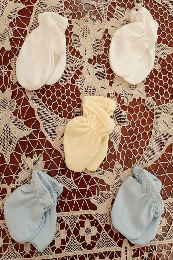 Baby Bakkal 5 Çift Pamuklu Lastikli ( 0 - 3 ) Ay Eldiven