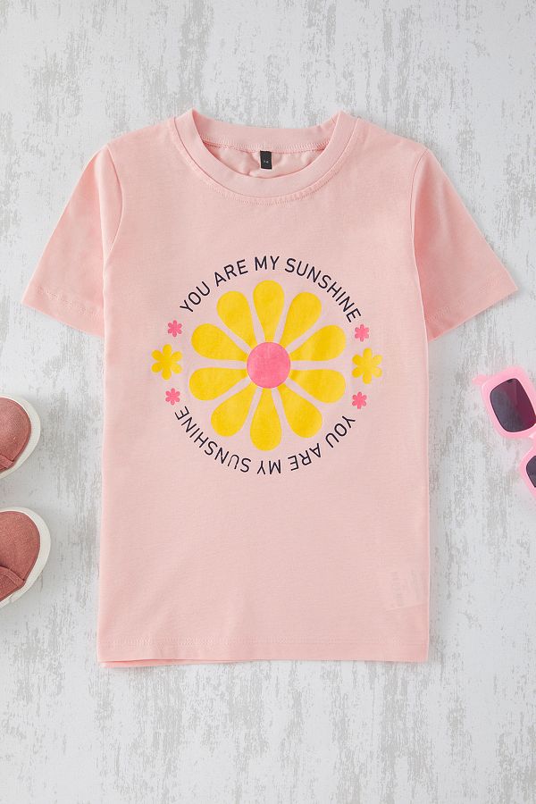 TRENDYOLKIDS-Плетена тениска с пудра щампа - Tkdss25Ts00039 1