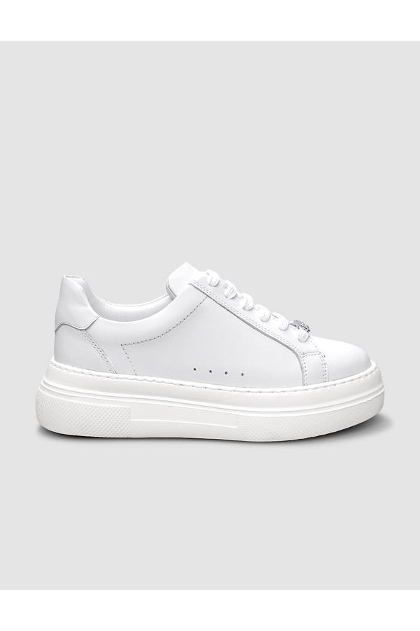 Cabani-Tenis de damă alb 100% piele naturală - cu șireturi 1