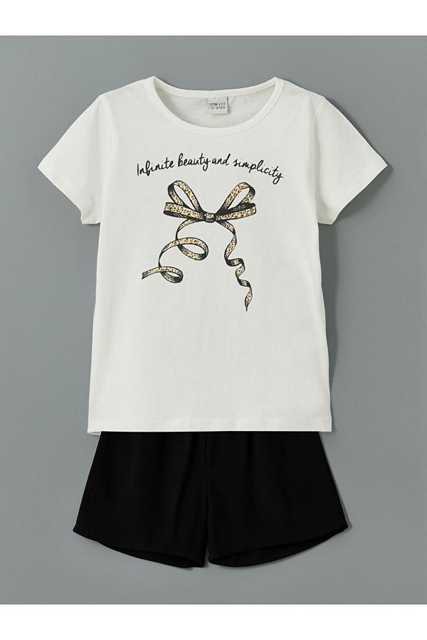 LC Waikiki-Crew Neck Girls T-Shirt and Shorts 1