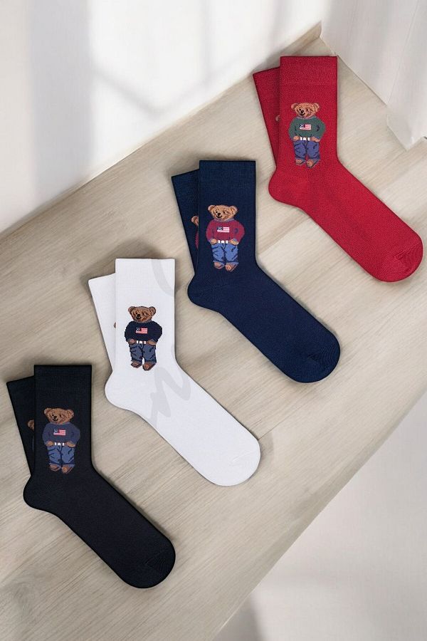 Mono Socks-4-Piece Teddy Bear Patterned Socks 1