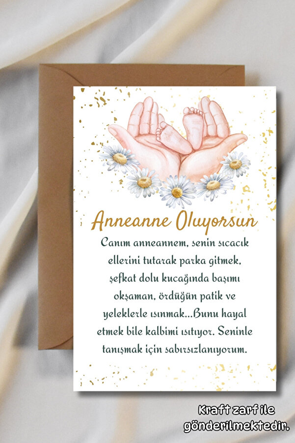 Metranya Anneanne Oluyorsun Müjde Kartı Hamilelik Hatıra Anı Bebek Hediyelik Yenidoğan Fotoğraf Çekim Kartı