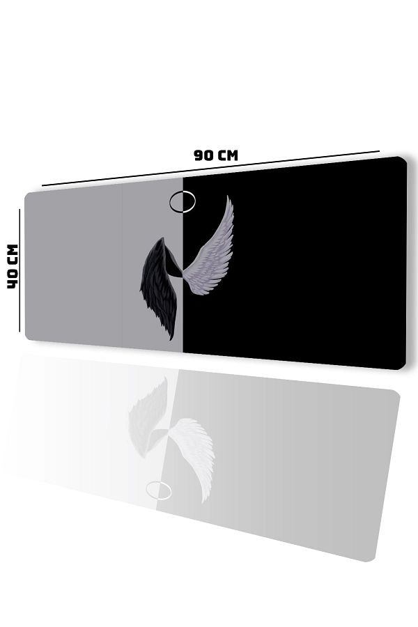 SonicTouch-UltraGrand Angel and Demon Wings سلس Xxl مشغل ألعاب أسود أبيض لوحة مفاتيح ماوس 40x90 سم 1