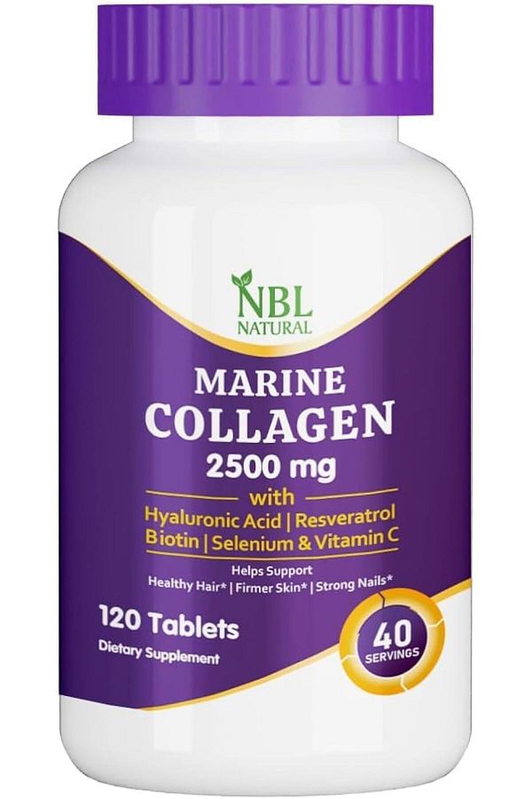 NBL Natural-Hydrolysed Marine Collagen 2500mg with Hyaluronic Acid, Biotin & Vitamin C, 120 Tablets 1