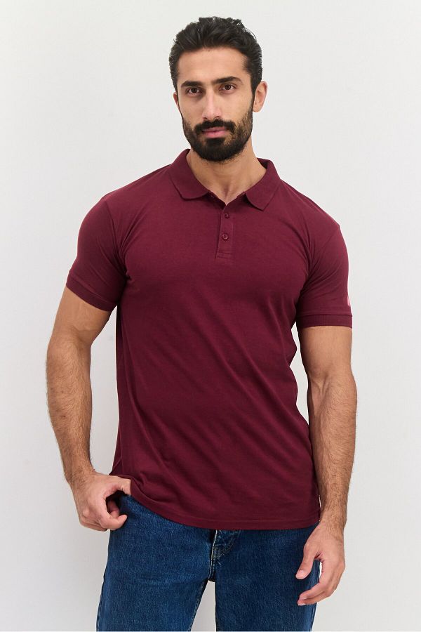Brave Soul-Men Regular Fit Solid Short Sleeves Polo Shirt, Maroon 1